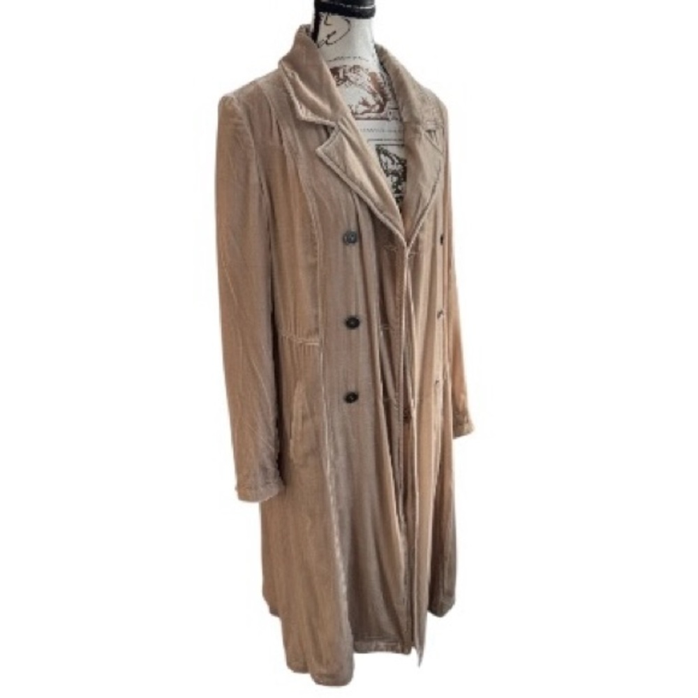 Free People Velvet Beige Trench Coat - Picture 4 of 5